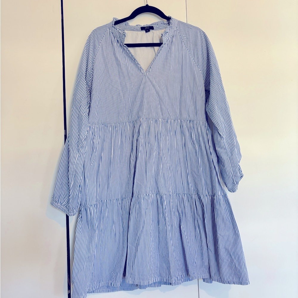 J. Crew Blue and White Striped Dress